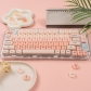 Liquid Foundation Pink / Green 104+28 Keycaps Set PBT Dye-subbed + PC Semi-transparent HOA Profile for Mechanical Keyboard